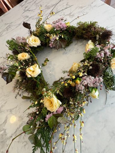 Relaxed Heart Funeral flowers Bewdley
